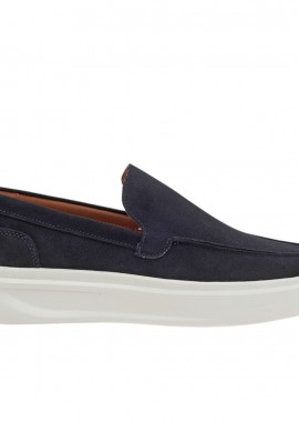 Renato Garini - Ανδρικά Δερμάτινα Loafers Renato Garini Bristol-2868AL Μπλε Καστόρι W57009682054
