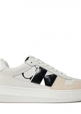 Ανδρικά Δερμάτινα Sneakers Calvin Klein Chunky Cupsole YM0YM00897 01T Λευκά