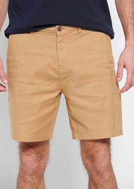 FUNKY BUDDHA - Garment dyed linen blend chino βερμούδα