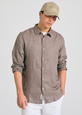 FUNKY BUDDHA - Garment dyed λινό πουκάμισο - The essentials