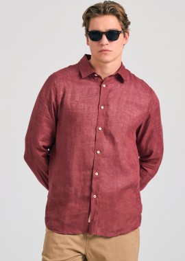 FUNKY BUDDHA - Garment dyed λινό πουκάμισο - The essentials
