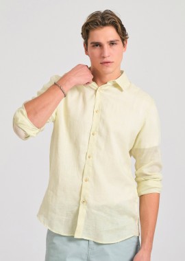 FUNKY BUDDHA - Garment dyed λινό πουκάμισο - The essentials