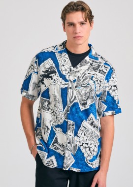 FUNKY BUDDHA - Relaxed fit πουκάμισο με photographic print