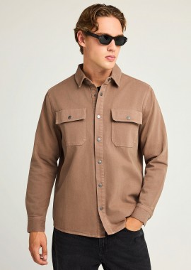 FUNKY BUDDHA - Overshirt τζιν ανδρικό πουκάμισο με τσέπες στο στήθος