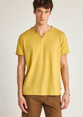 FUNKY BUDDHA - Ανδρικό t-shirt με henley λαιμόκοψη - The essentials