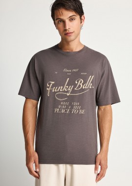 FUNKY BUDDHA - Ανδρικό relaxed t-shirt με τύπωμα