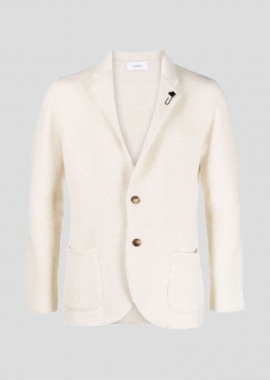 LARDINI - LARDINI Ανδρικό Λευκό Jersey Jacket In White