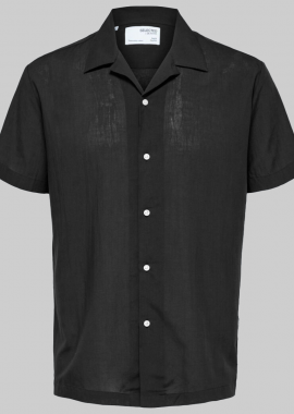 SELECTED HOMME - SELECTED HOMME Ανδρικό Μαύρο Cuban Collar Shirt