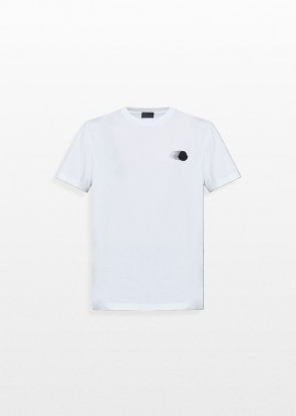 MONCLER - MONCLER Ανδρικό Λευκό White T-shirt With Logo Patch