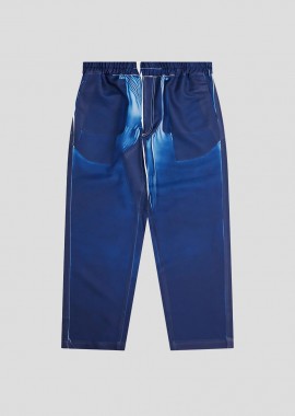 COMME DES GARÇONS SHIRT - COMME DES GARÇONS SHIRT Ανδρικό Μπλε Elasticated Waist Overprint Pants