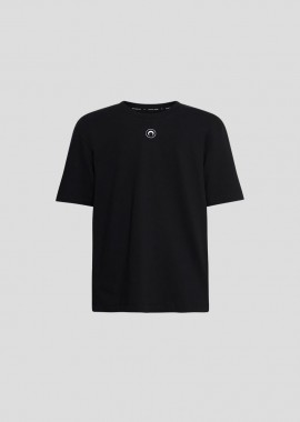 MARINE SERRE - MARINE SERRE Ανδρικό Μαύρο Organic Cotton Plain T-shirt