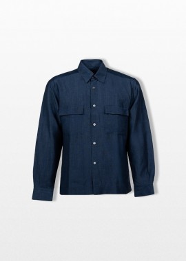 XACUS - XACUS Ανδρικό Μπλε Chest Pocket Shirt