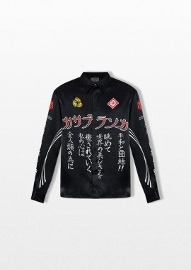 CASABLANCA - CASABLANCA Ανδρικό Μαύρο Emblem Satin Shirt
