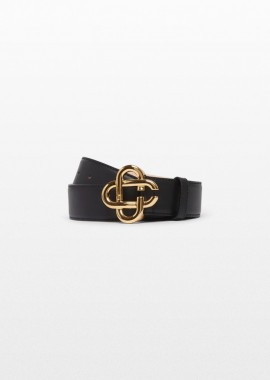 CASABLANCA - CASABLANCA Ανδρικό Μαύρο Black Gold CC Logo Buckle Belt