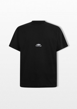 BALENCIAGA - BALENCIAGA Ανδρικό Μαύρο Oversized Logo Print T-Shirt