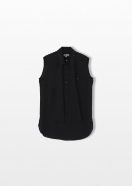 YOHJI YAMAMOTO - YOHJI YAMAMOTO Ανδρικό Μαύρο Lawn Ruffed Blouse
