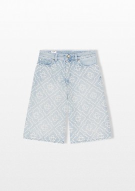 CASABLANCA - CASABLANCA Ανδρικό Μπλε Monogram Beaded Denim Shorts
