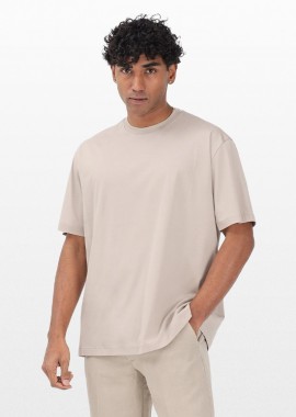 I'M BRIAN - I'M BRIAN Ανδρικό Μπεζ Mercerized Cotton Crew Neck T-Shirt