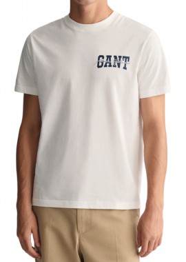 Gant - Μπλούζα Κοντομάνικη Gant Logo 2033016-113-EGGSHELL Ανδρικό