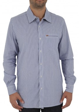 Funky Buddha - Πουκάμισο Μακρυμάνικο Funky Buddha Stripe FB12-5214-BLUE Ανδρικό