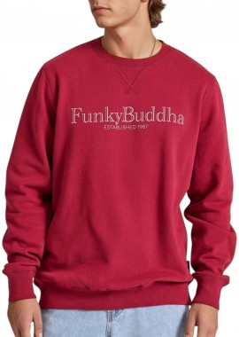 Funky Buddha - Μπλούζα Μακρυμάνικη Funky Buddha With Branded Chest Print FBM010-007-06-CRANBERRY Ανδρικό