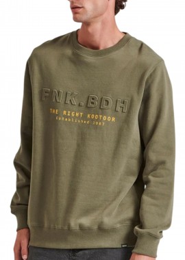 Funky Buddha - Μπλούζα Μακρυμάνικη Funky Buddha Embossed Τύπωμα Στο Στήθος FBM010-017-06-CEMENT Ανδρικό