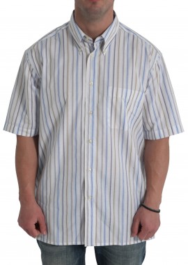 Mc Panthon - Πουκάμισο Κοντομάνικο Mc Panthon Ριγέ 42517/003/B-BLUE/WH Ανδρικό
