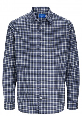 Jack & Jones - Πουκάμισο Μακρυμάνικο Jack & Jones Jorjoshua Flannel Check 12260776-Nightshadow Blue Ανδρικό