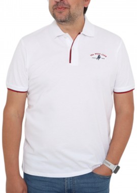 USA POLO CLUB - Μπλούζα Polo USA POLO CLUB Sleeve Polo-Shirt 1004-WHITE Ανδρικό