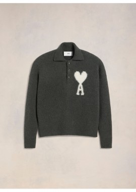 Ami Paris - AMI Paris Large Heart Knitted Polo UPL325KN0032061 MBS