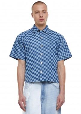 Urban Classics - Laser Check Printed Boxy Shirt Urban Classics TB6694-14129 Bluelasercheck