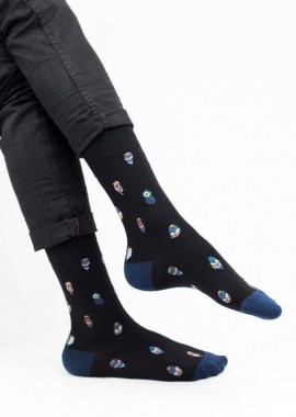 John Frank - Ανδρικές fashion κάλτσες FEATHER Βαμβακερές John Frank 12127 Μαύρο