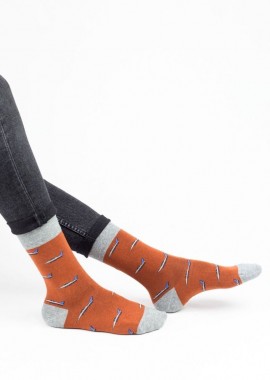 John Frank - Ανδρικές fashion κάλτσες F-16 Βαμβακερές John Frank 12133 Καφέ