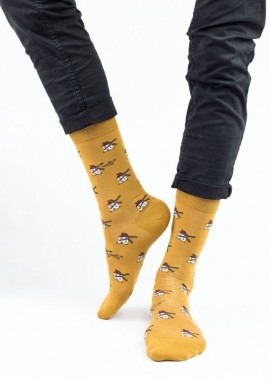 John Frank - Ανδρικές fashion κάλτσες WINDMILL Βαμβακερές John Frank 12185 Μουσταρδί