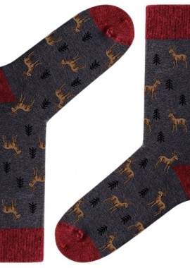 John Frank - Ανδρικές fashion κάλτσες DEER Βαμβακερές John Frank 12187 Σκούρο Γκρί