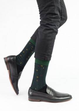 Trendy - Ανδρικές casual κάλτσες BINARY CODE II Βαμβακερές Trendy 16136 Σκούρο Πράσινο