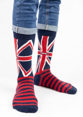 Trendy - Ανδρικές casual κάλτσες ENGLAND Βαμβακερές Trendy 16257 Σκούρο Μπλέ