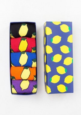 Livoni - Ανδρικές fashion κάλτσες LEMONS 5 Ζευγάρια Βαμβακερές Livoni 21095 Πορτοκαλί