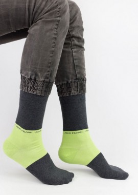 John Frank - Ανδρικές Casual κάλτσες P&S Βαμβακερές John Frank 23351 Σκούρο Γκρί