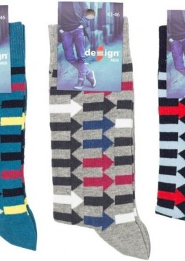 Design - Ανδρικές Casual κάλτσες DIRECTION II 3 ζευγάρια Βαμβακερές Design 29051 Ανοιχτό Γκρί