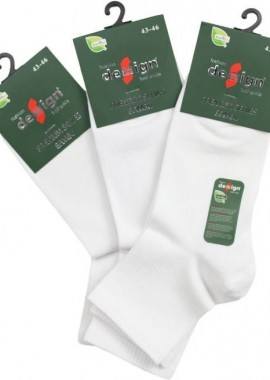 Design - Ανδρικές ημίκοντες κάλτσες TOTAL WHITE Bamboo 3 ζευγάρια Design 36964 Άσπρο