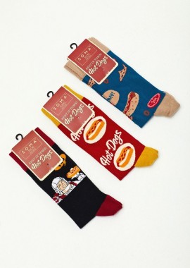 Soma - Ανδρικές fashion κάλτσες HOT DOG 3 Ζευγάρια Βαμβακερές Soma 37791 Πολύχρωμο