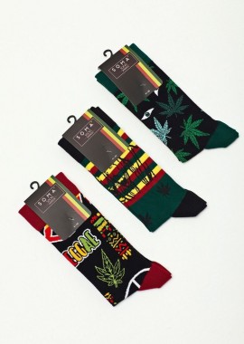 Soma - Ανδρικές fashion κάλτσες JAMAICA 3 Ζευγάρια Βαμβακερές Soma 37795 Μαύρο