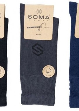 Soma - Ανδρικές κάλτσες ROSS Βαμβακερές 3 ζευγάρια Soma 46432 Σκούρο Πολύχρωμο