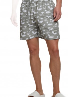 Urban Classics - PatternιSwim Shorts Urban Classics TB2679-20306 paleolive/white