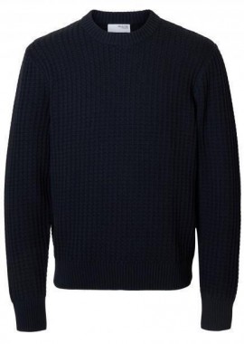 Selected - Selected Tom Ανδρικό Structure Crewneck Πλεκτό 16099207 Σκούρο Μπλέ
