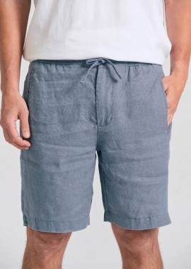 Funky Buddha - Funky Buddha Ανδρική Comfort fit garment dyed λινή βερμούδα FBM011-009-03 Σκούρο Γκρί