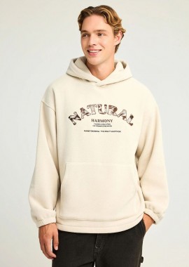Funky Buddha - Funky Buddha Sustainable ανδρικό φούτερ με κουκούλα FBM012-053-06 Κρέμ