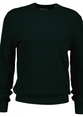 Gant - Gant Aνδρικό Textured Crew Neck Πλεκτό 8050262 Σκούρο Πράσινο