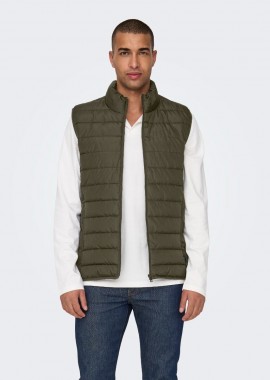 Only and Sons - Only and Sons Brody Quilt Ανδρικό Αμάνικο Μπουφάν 22027450 Χακί